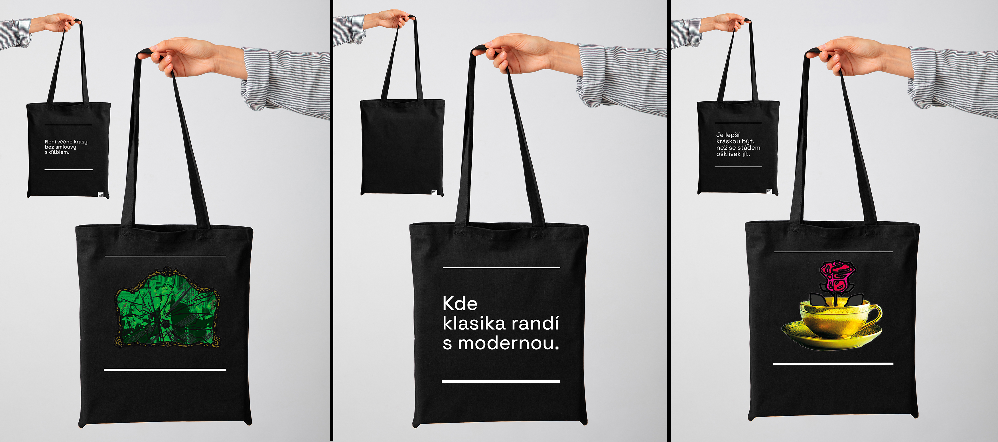 black tote bags with colorful print